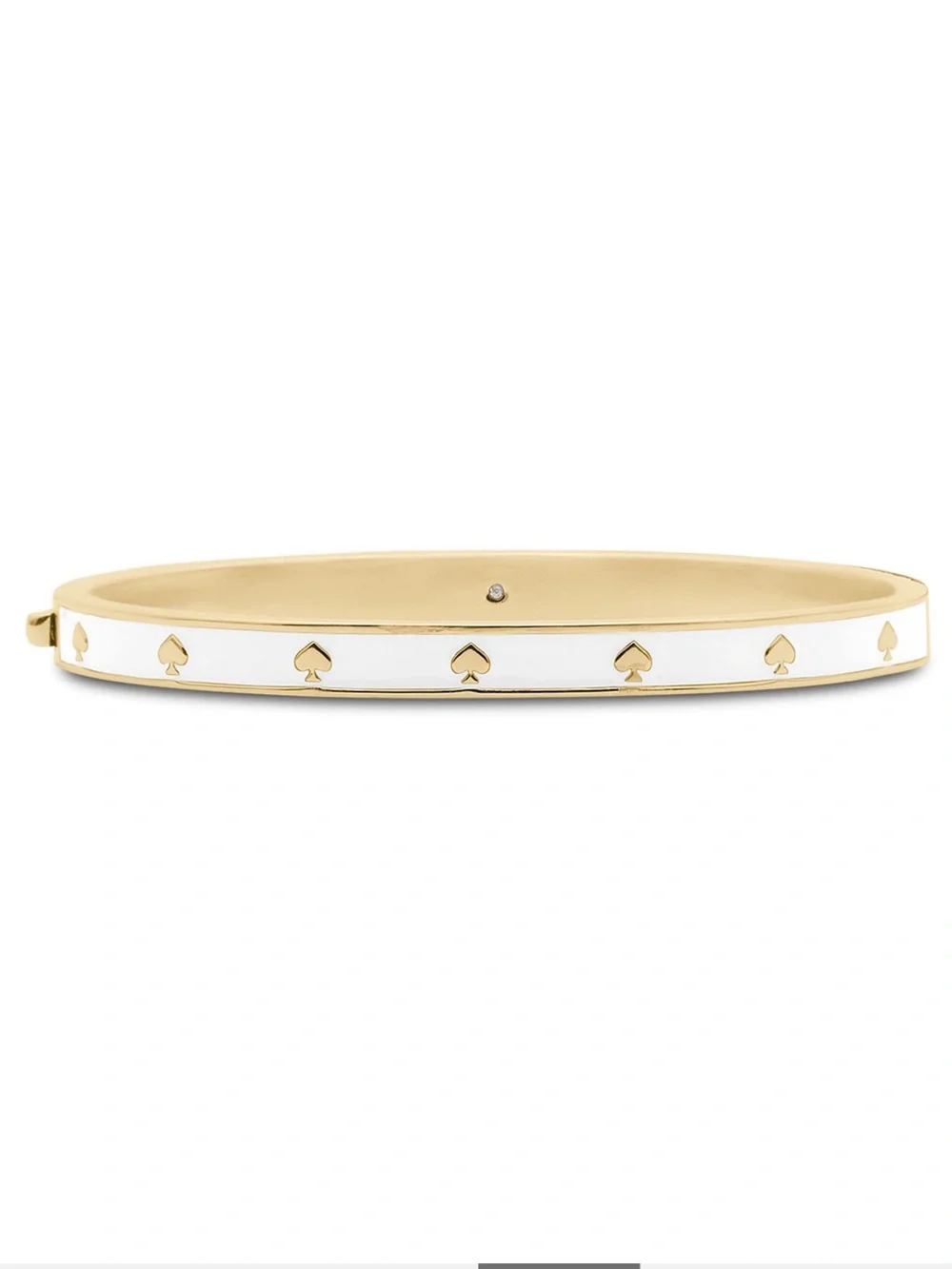 kate spade Spot the Spade Enamel Hinged Bangle Bracelet White Gold - Picture 2 of 12